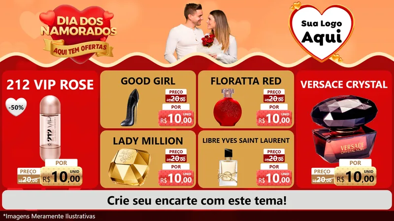 Modelo de TV para TV Horizontal com o tema Dia dos Namorados - Aqui Tem Ofertas para Perfumes