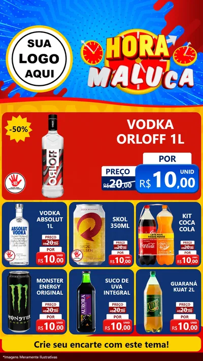 Modelo de Rede Social para Stories com o tema Hora Maluca para Distribuidora de bebidas