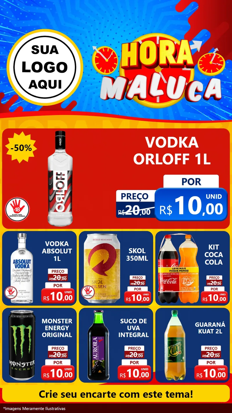 Modelo de Rede Social para Stories com o tema Hora Maluca para Distribuidora de bebidas