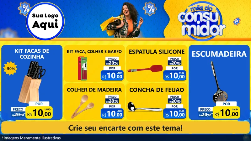 Modelo de TV para TV Horizontal com o tema Mês do Consumidor para Utilidades Domésticas