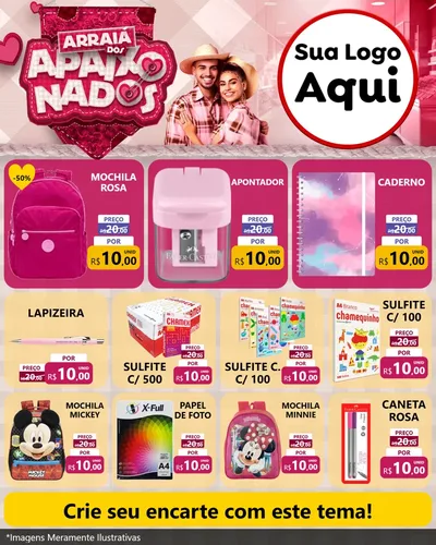 Modelo de Rede Social para Feed Instagram com o tema Arraiá dos Apaixonados - Junina para Papelaria