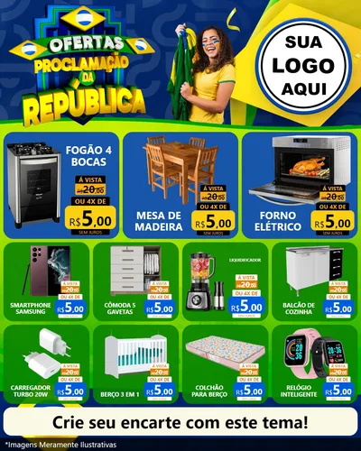 Modelo de Rede Social para Feed Instagram com o tema Ofertas Proclamação da República para Móveis e Eletro