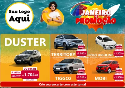 Modelo de Encarte para Encarte A4 Horizontal com o tema Janeiro de Promoção para Concessionaria de Carros
