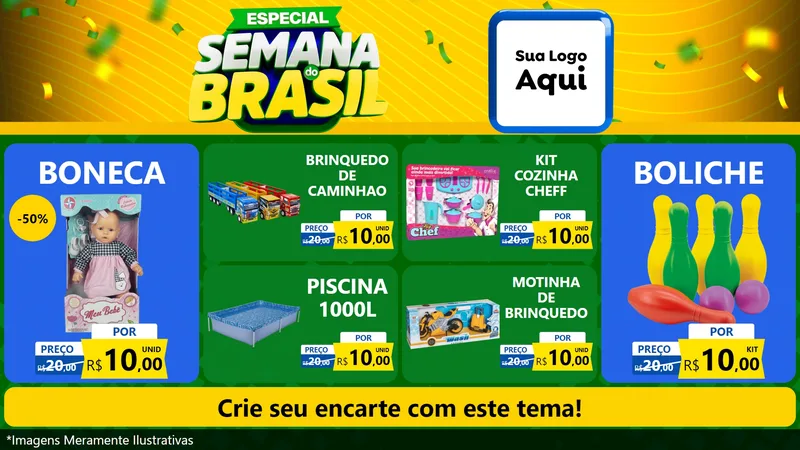Modelo de TV para TV Horizontal com o tema Especial Semana do Brasil para Brinquedos