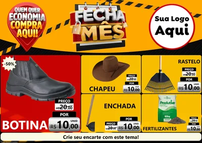 Modelo de Encarte para Encarte A4 Horizontal com o tema Fecha Mês para Agropecuária