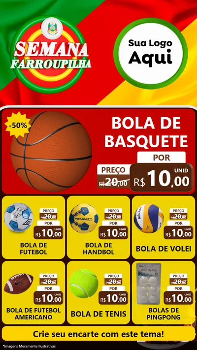 Modelo de Rede Social para Stories com o tema Semana Farroupilha para Artigos Esportivos