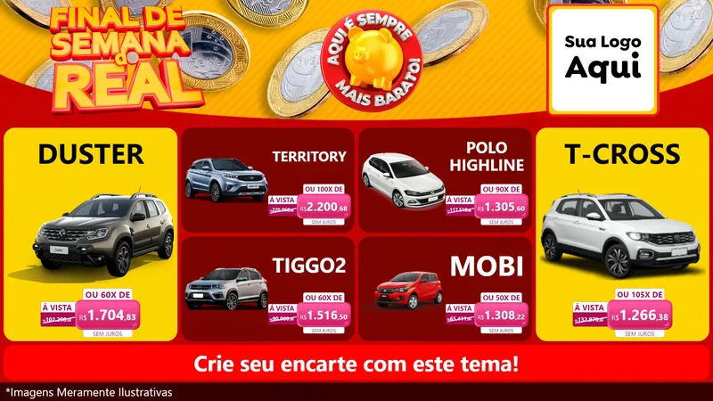 Modelo de TV para TV Horizontal com o tema Final de Semana do Real para Concessionaria de Carros