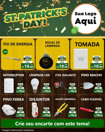 Modelo de Rede Social para Feed Instagram com o tema St Patriks Day para Materiais Elétricos