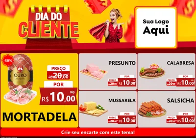 Modelo de Encarte para Encarte A4 Horizontal com o tema Dia do Cliente para Frios e Laticínios