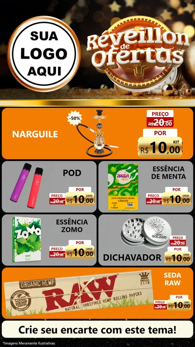 Modelo de TV para TV Vertical com o tema Réveillon de Ofertas para Tabacaria