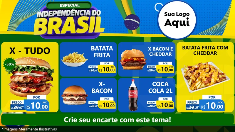 Modelo de TV para TV Horizontal com o tema Especial Independência do Brasil para Hamburgueria