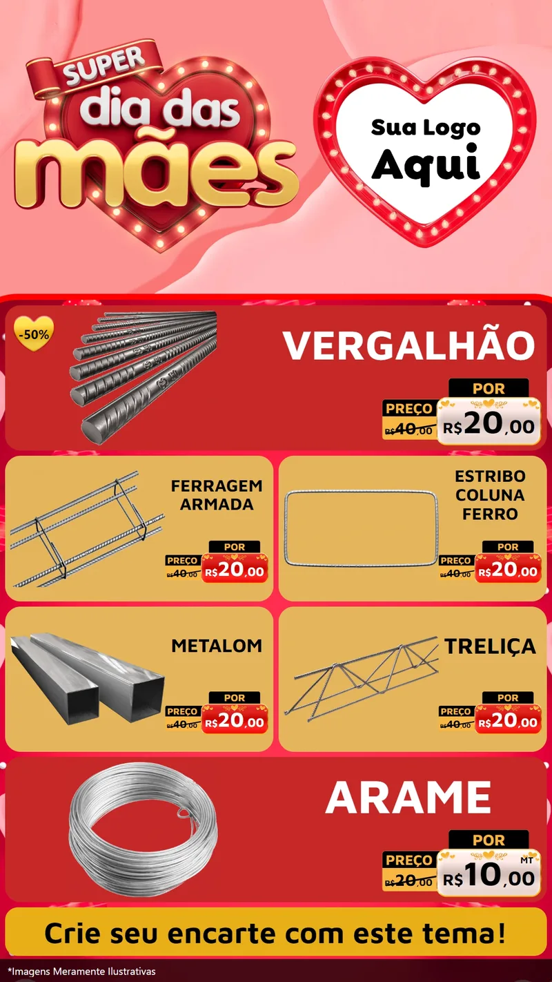 Modelo de TV para TV Vertical com o tema Super Dia Das Mães para Ferragens