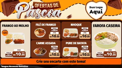 Modelo de TV para TV Horizontal com o tema Ofertas de Páscoa para Restaurante