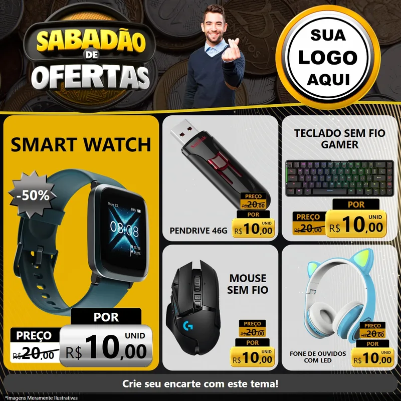 Modelo de Rede Social para Feed Facebook com o tema Sabadão de Ofertas para Informática