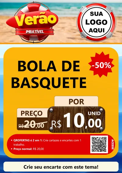 Modelo de Cartaz para Cartaz A4 Vertical com o tema Verão Imbatível para Artigos Esportivos