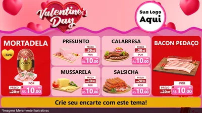 Modelo de TV para TV Horizontal com o tema Valentine's Day para Frios e Laticínios