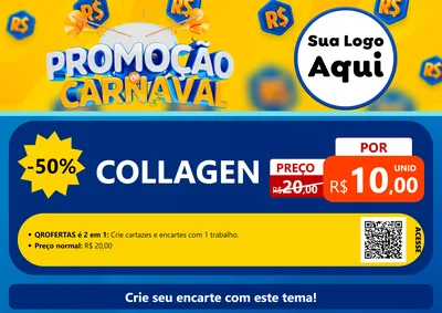 Modelo de Cartaz para Cartaz A4 Horizontal com o tema Promoção de Carnaval para Suplementos alimentares