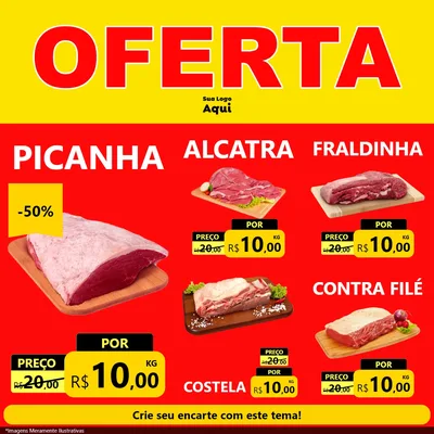 Modelo de Rede Social para Feed Facebook com o tema OFERTA - Vermelho Cartaz para Açougue