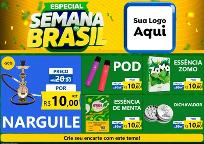 Modelo de Encarte para Encarte A4 Horizontal com o tema Especial Semana do Brasil para Tabacaria