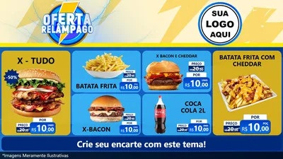 Modelo de TV para TV Horizontal com o tema Oferta Relâmpago para Hamburgueria