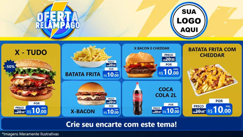 Modelo de TV para TV Horizontal com o tema Oferta Relâmpago para Hamburgueria