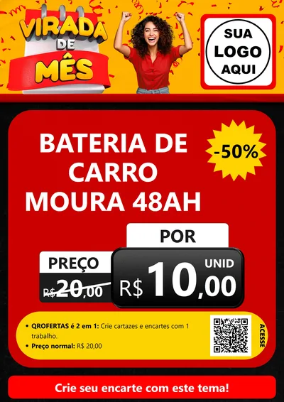 Modelo de Cartaz para Cartaz A4 Vertical com o tema Virada de Mês para Baterias Elétricas