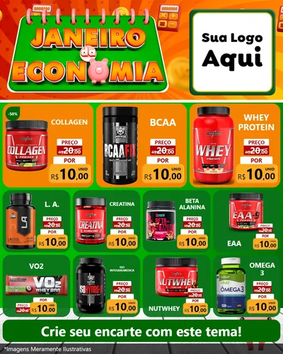 Modelo de Rede Social para Feed Instagram com o tema Janeiro da Economia para Suplementos alimentares