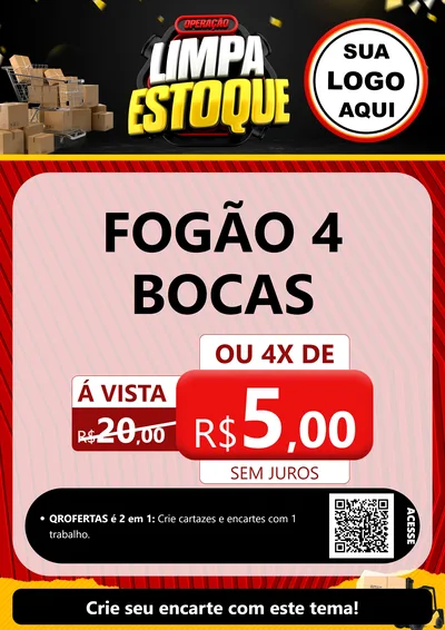 Modelo de Cartaz para Cartaz A4 Vertical com o tema Operação Limpa Estoque para Móveis e Eletro