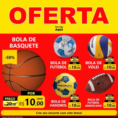 Modelo de Rede Social para Feed Facebook com o tema OFERTA - Vermelho Cartaz para Artigos Esportivos