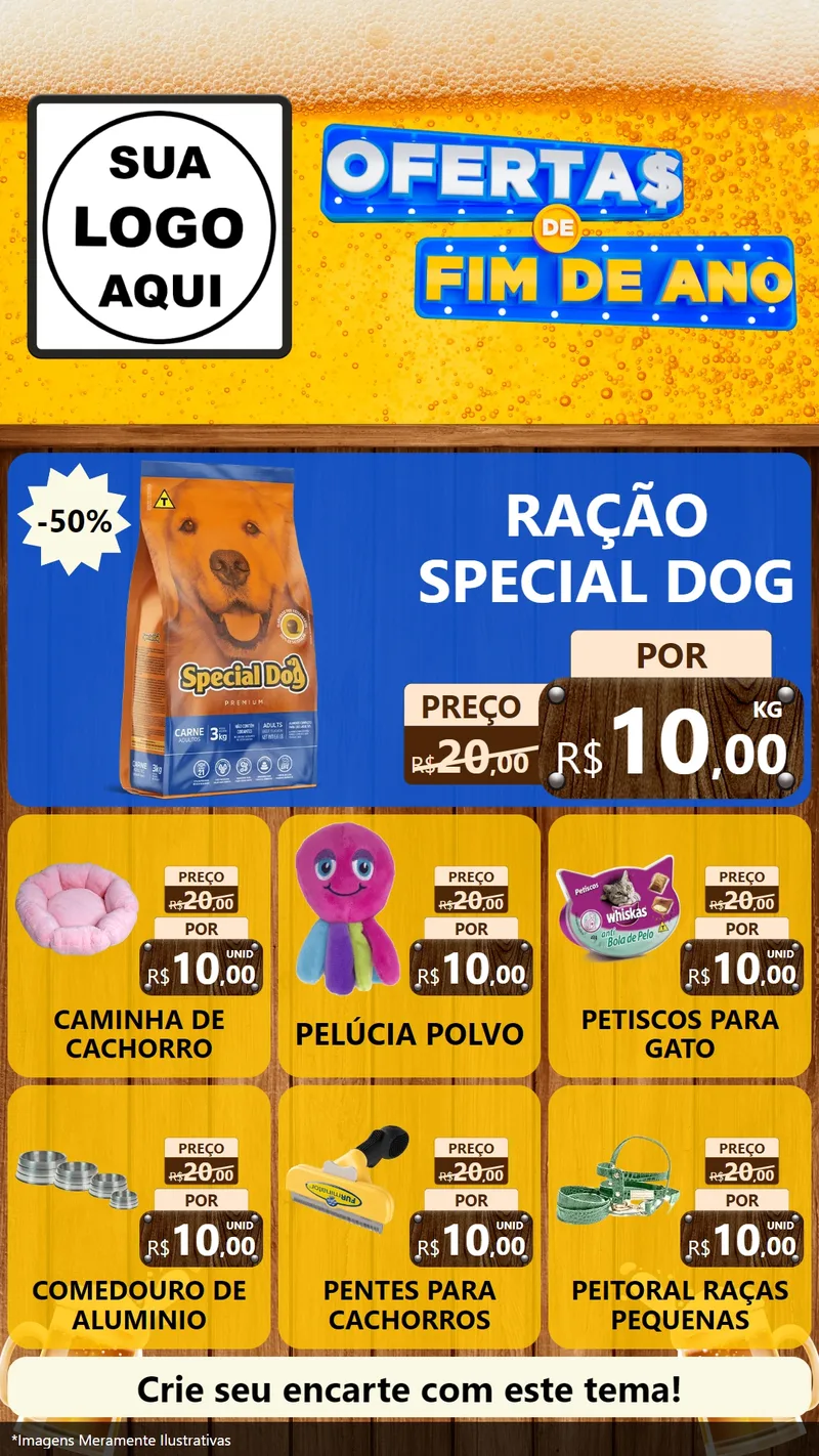 Modelo de Rede Social para Stories com o tema Ofertas de Fim de Ano para Pet Shop