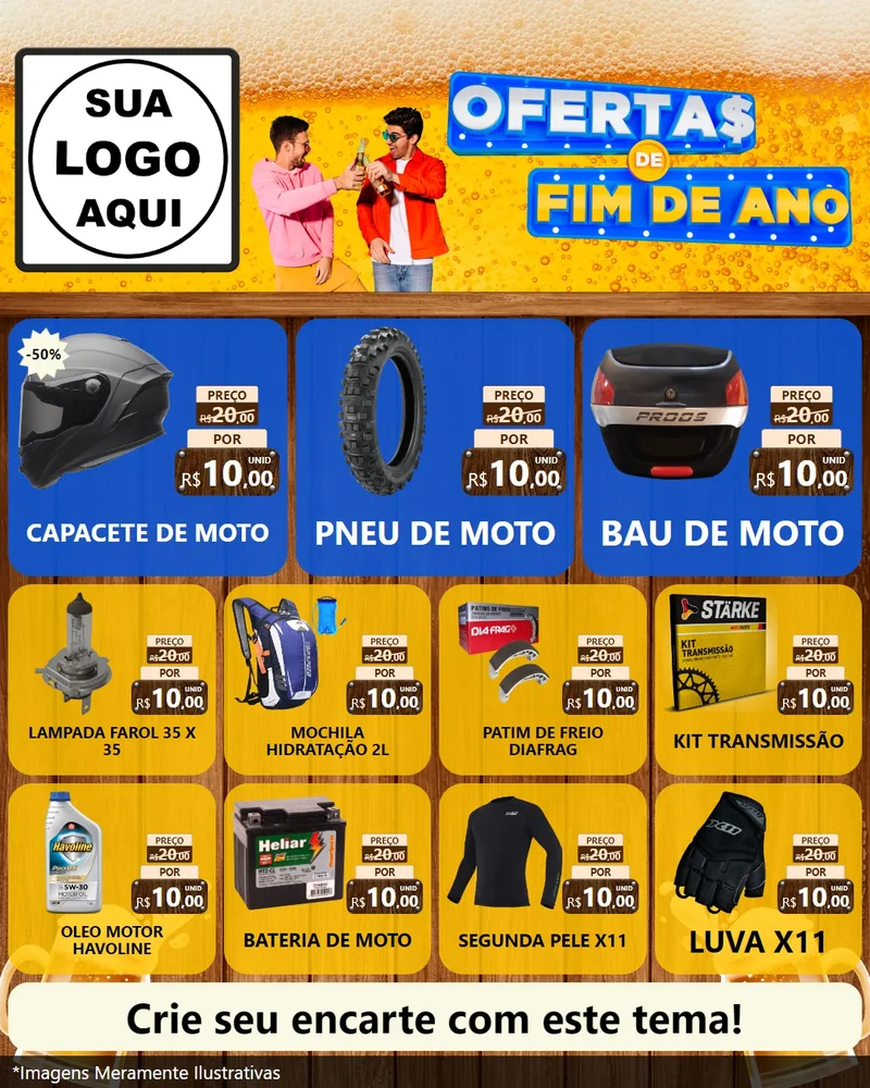 Modelo de Rede Social para Feed Instagram com o tema Ofertas de Fim de Ano para Moto peças
