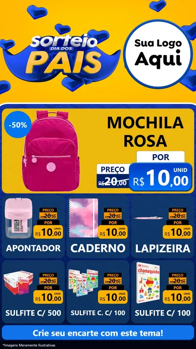 Modelo de Rede Social para Stories com o tema Sorteio Dia dos Pais para Papelaria