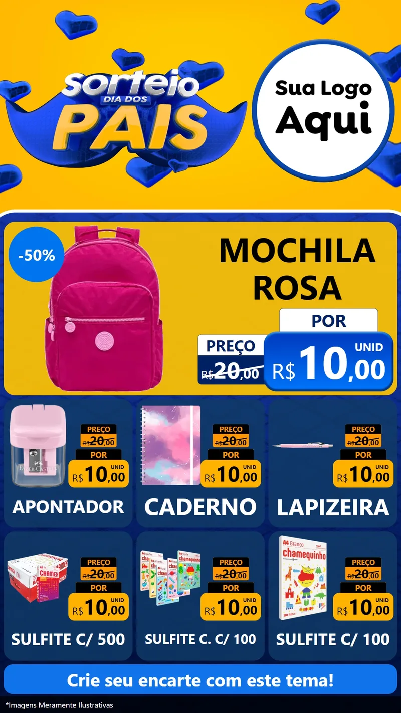 Modelo de Rede Social para Stories com o tema Sorteio Dia dos Pais para Papelaria
