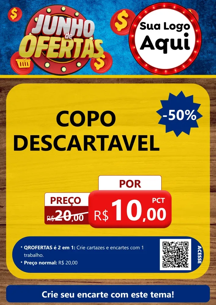 Modelo de Cartaz para Cartaz A4 Vertical com o tema Junho de Ofertas para Embalagens