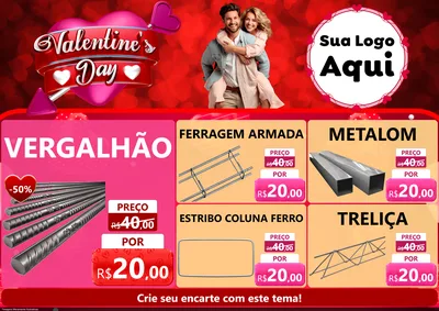 Modelo de Encarte para Encarte A4 Horizontal com o tema Valentine's Day para Ferragens