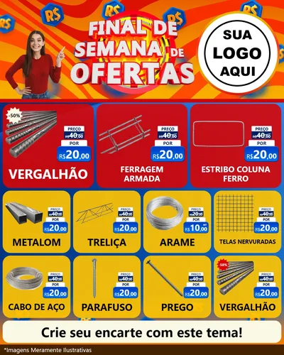 Modelo de Rede Social para Feed Instagram com o tema Final de Semana de Ofertas para Ferragens
