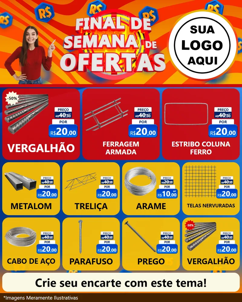 Modelo de Rede Social para Feed Instagram com o tema Final de Semana de Ofertas para Ferragens