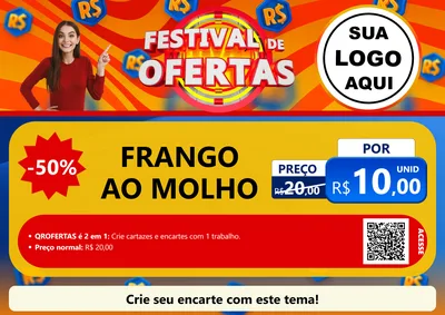 Modelo de Cartaz para Cartaz A4 Horizontal com o tema Festival de Ofertas para Restaurante