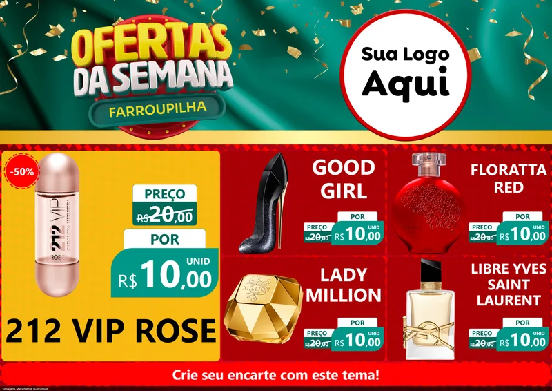 Modelo de Encarte para Encarte A4 Horizontal com o tema Ofertas da Semana Farroupilha para Perfumes