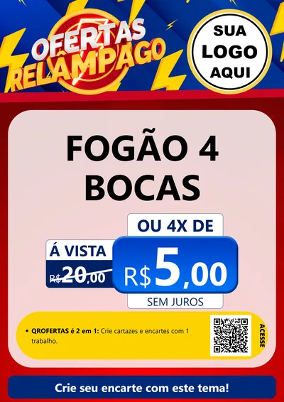 Modelo de Cartaz para Cartaz A4 Vertical com o tema Ofertas Relâmpago para Móveis e Eletro