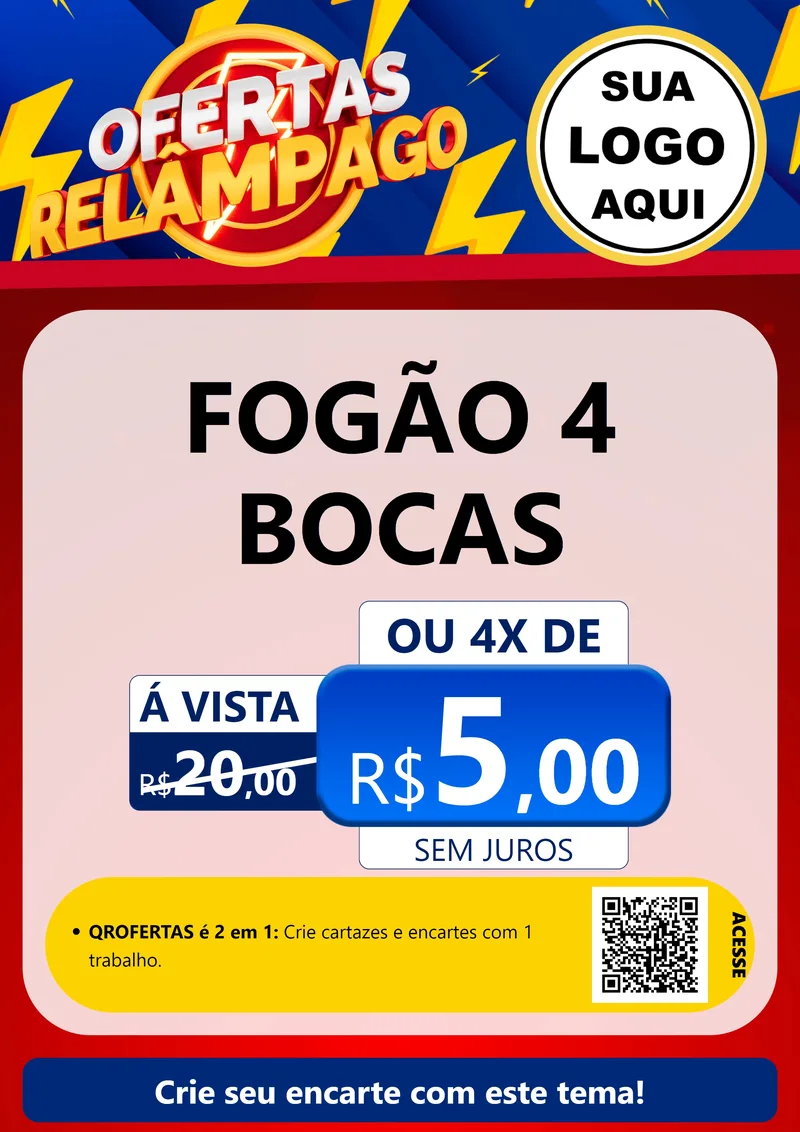 Modelo de Cartaz para Cartaz A4 Vertical com o tema Ofertas Relâmpago para Móveis e Eletro