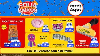 Modelo de TV para TV Horizontal com o tema Folia de Preços Baixos para Pet Shop