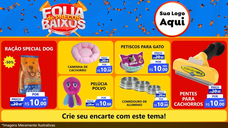 Modelo de TV para TV Horizontal com o tema Folia de Preços Baixos para Pet Shop