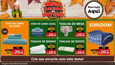 Modelo de TV para TV Horizontal com o tema Mega Saldão de Outono para Cama, Mesa e Banho