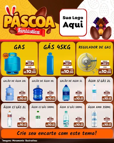 Modelo de Rede Social para Feed Instagram com o tema Páscoa Fantástica para Água e gás