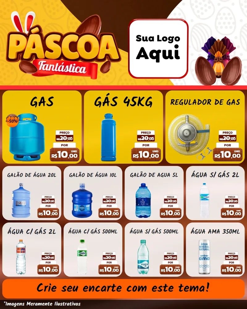 Modelo de Rede Social para Feed Instagram com o tema Páscoa Fantástica para Água e gás