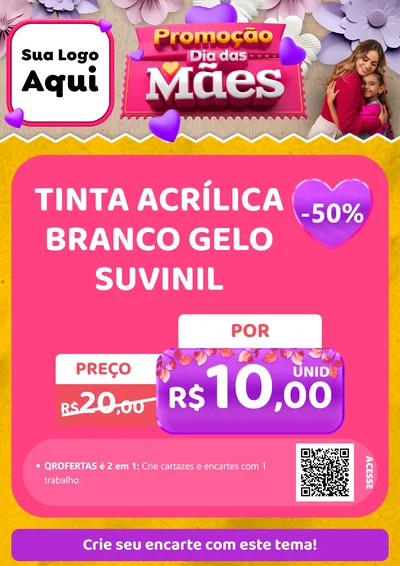 Modelo de Cartaz para Cartaz A4 Vertical com o tema Promoção Dia das Mães para Tintas e Ferramentas