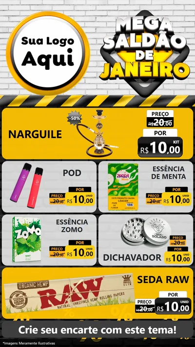 Modelo de TV para TV Vertical com o tema Mega Saldão de Janeiro para Tabacaria