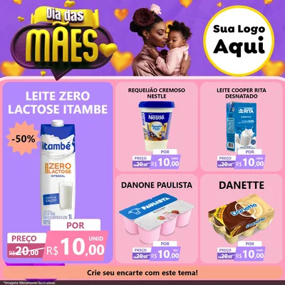 Modelo de Rede Social para Feed Facebook com o tema Dia das Mães para Frios e Laticínios