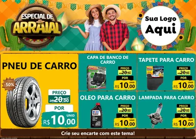 Modelo de Encarte para Encarte A4 Horizontal com o tema Especial De Arraial para Auto peças